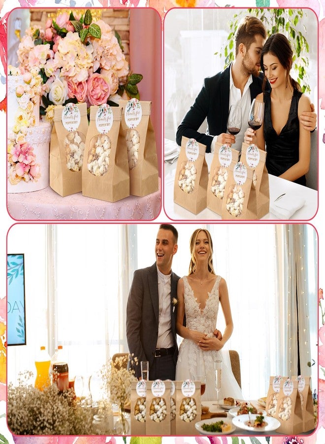 Funnymoom أكياس فشار ورقية من Funnymoom، 48 قطعة، مكتوب عليها "شكراً لزيارتكم" للاحتفال، مع 48 ملصق فشار دائري، مناسبة لحفلات الخطوبة والزفاف وحفلات توديع العزوبية (زهرة الورد، وردي). - Image 4